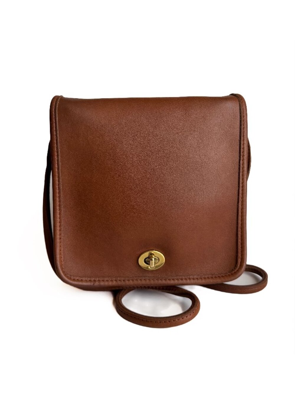 Share Vintage Coach 9620 Compact Pouch Crossbody Bag British Tan Leather USA 199